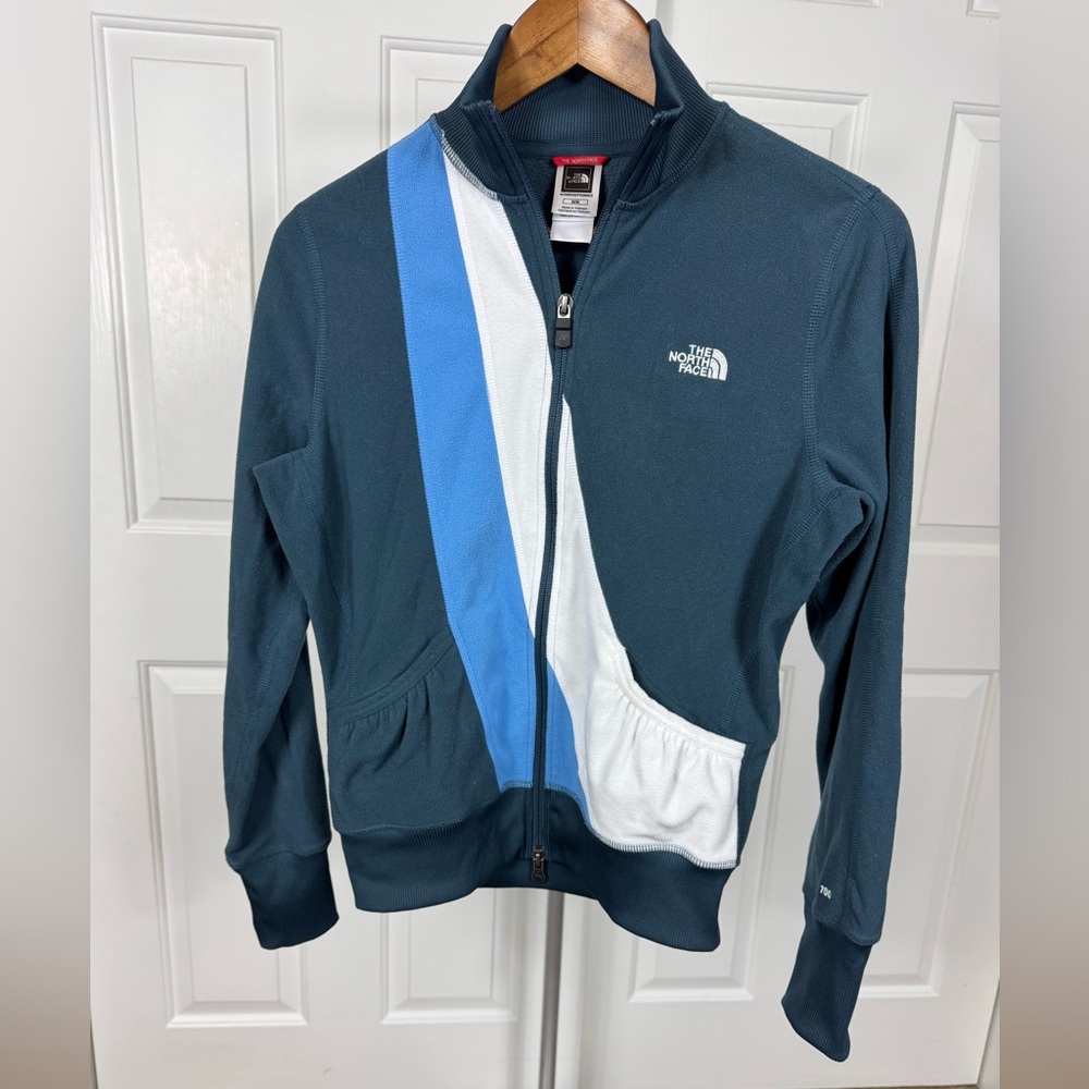 The North Face TKA 100 Women’s Blue & White Full Zip Fleece‎ Jacket Size M